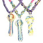 Custom Glass Novelty Mushroom-Shaped Pipe Pendant on Hemp Necklace